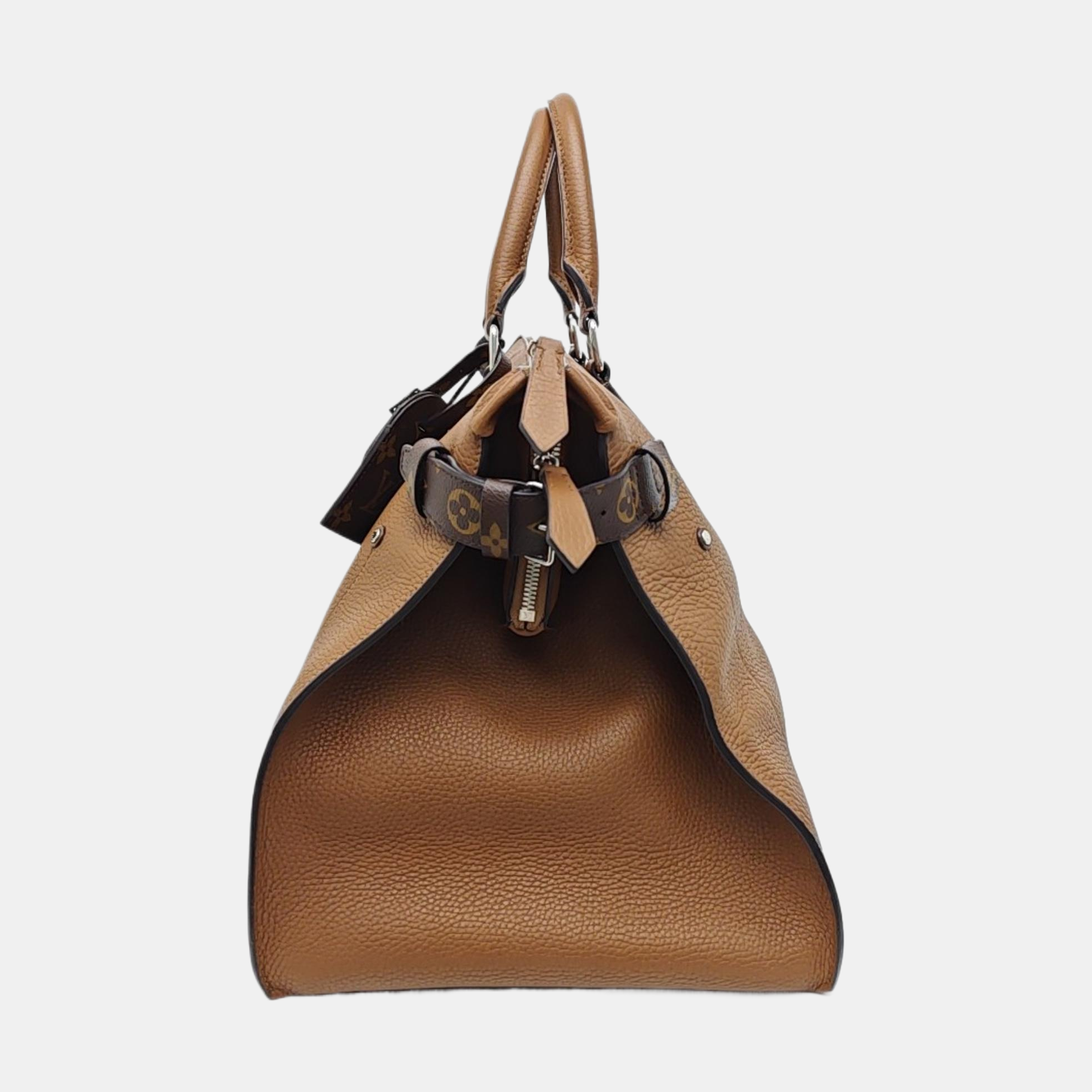 Monogram Calfskin Top Handle Bag Brown