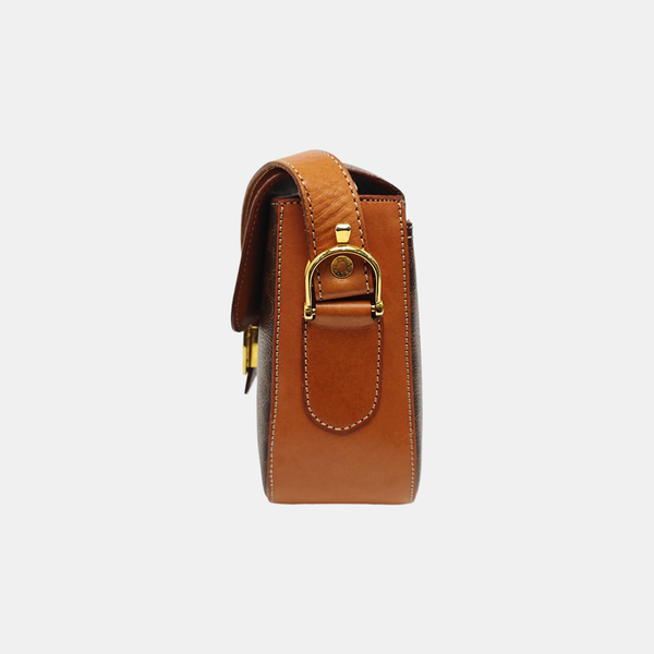 Coated Canvas Shoulder Bag Brown