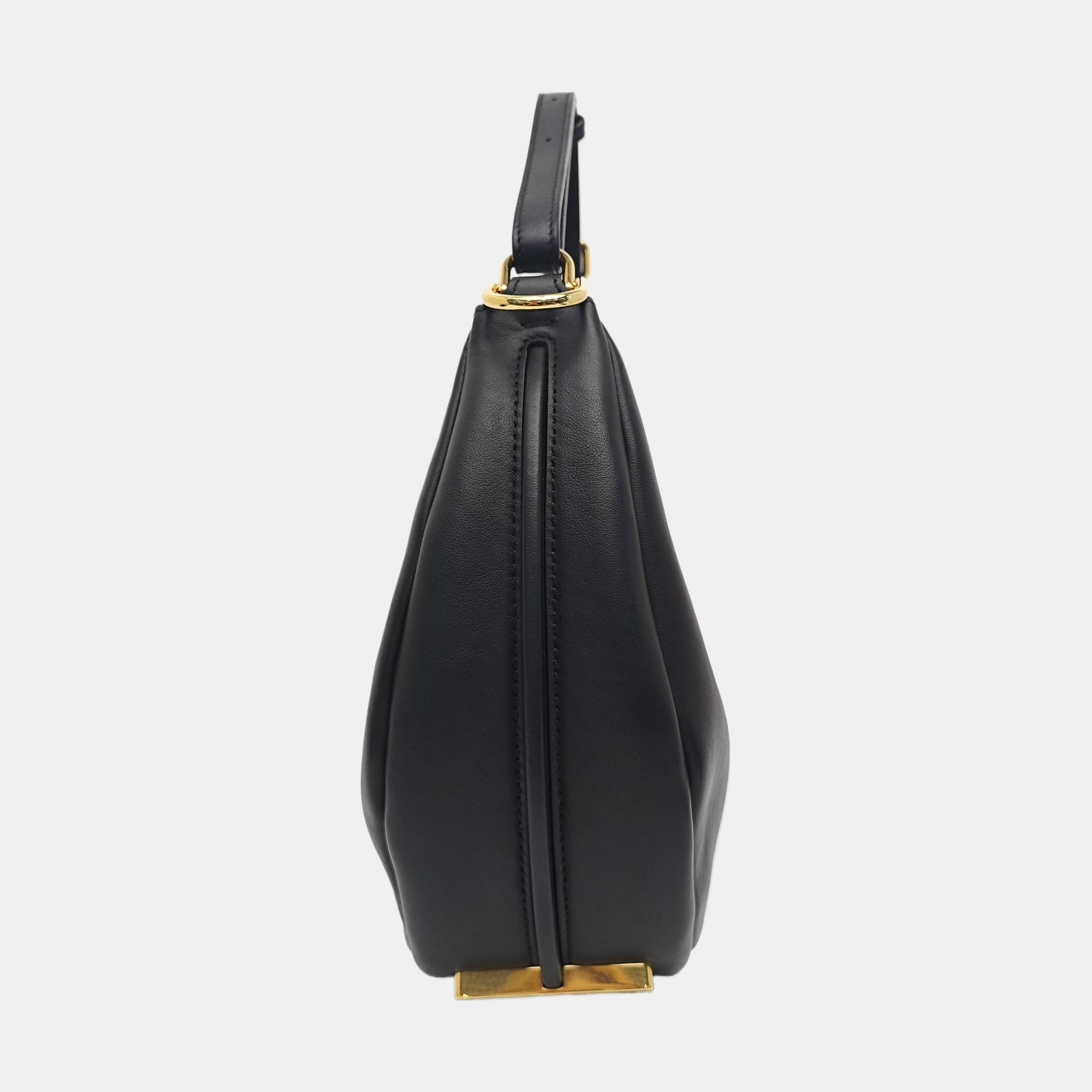 Calfskin Top Handle Bag Black