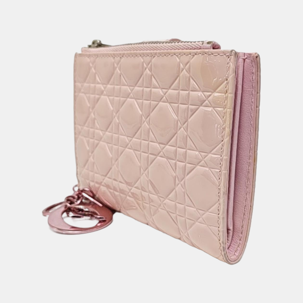 Lady Dior Cannage Patent Leather Pink Wallet