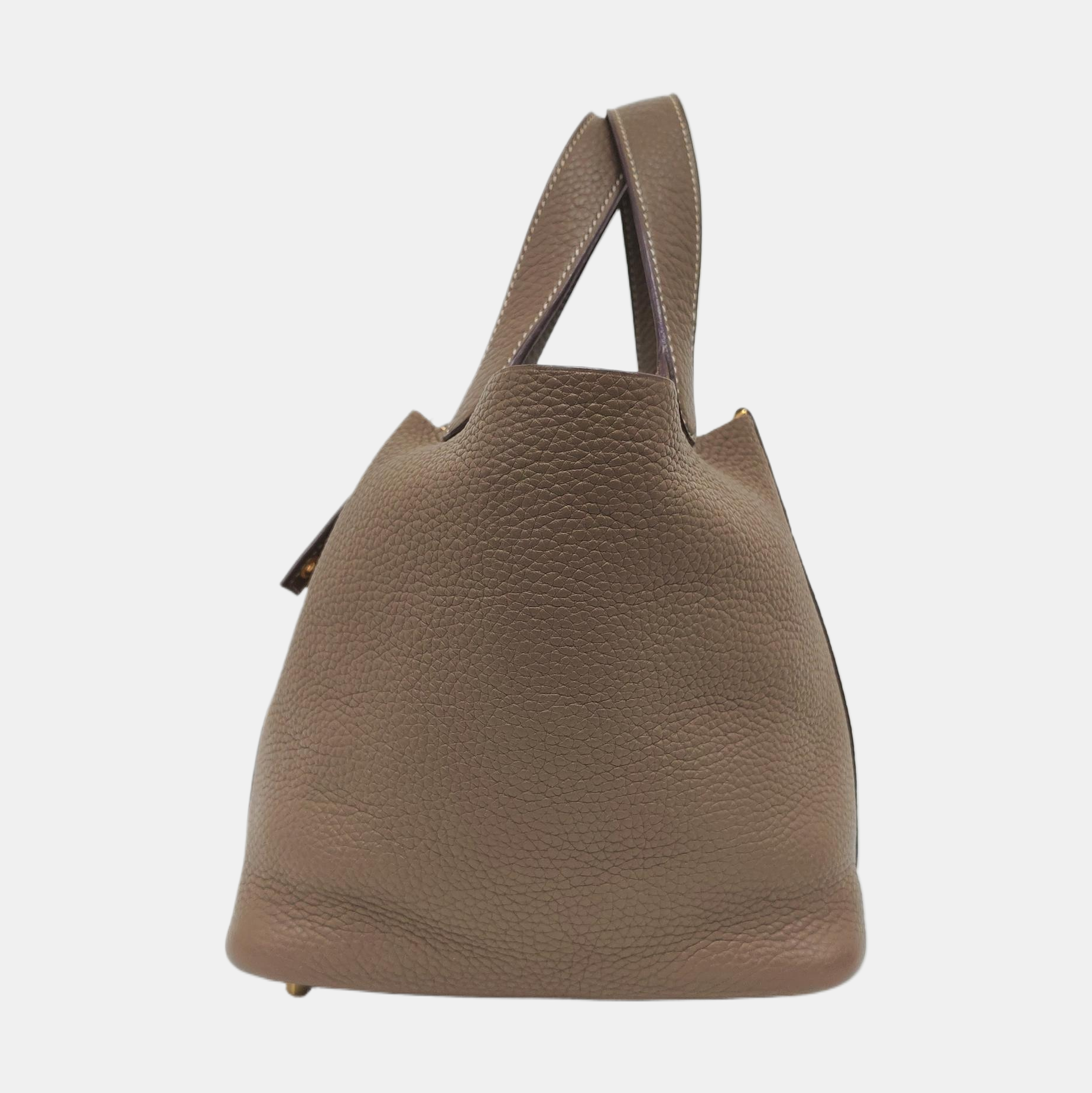 Authenticated pre-owned  Picotin Lock 18 Clemence Grey - Bucket Bag at Looply