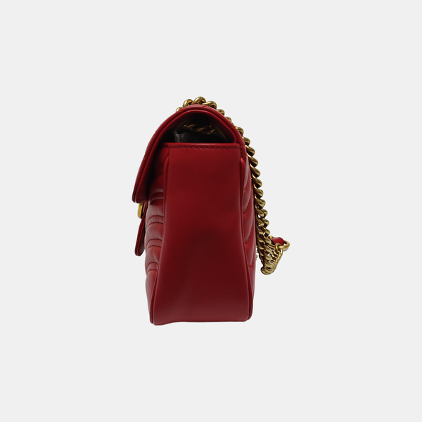 GG Marmont Medium Quilted Calfskin Red
