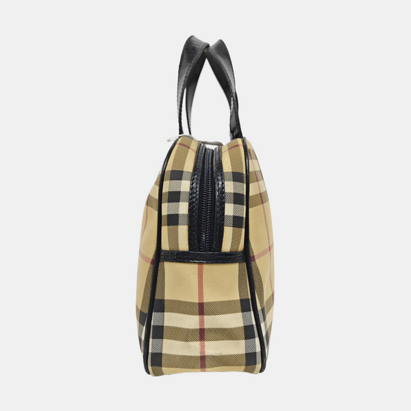 Coated Canvas Top Handle Bag Beige