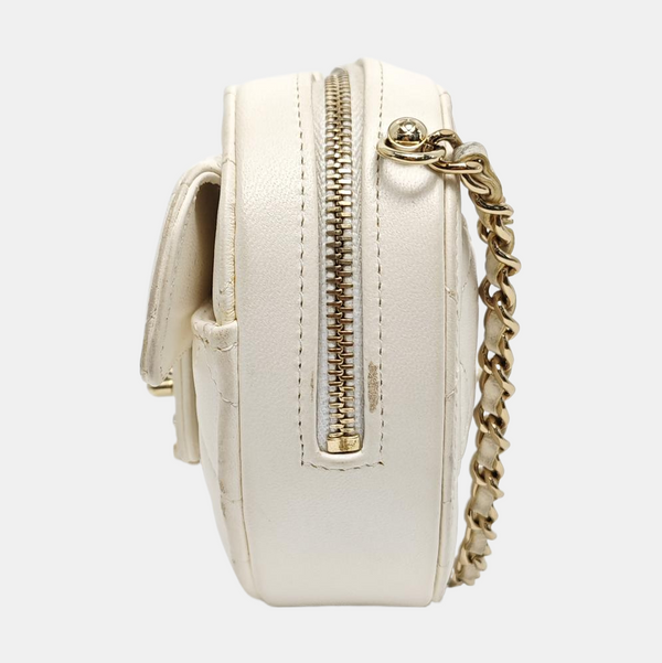 Heart Small Quilted Lambskin White