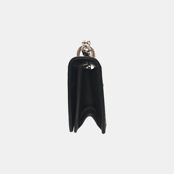 Cannage Calfskin Shoulder Bag Black