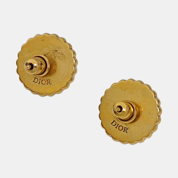 Petit CD Metal White Stud Earrings