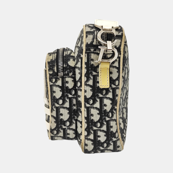 Oblique Coated Canvas Shoulder Bag Gray