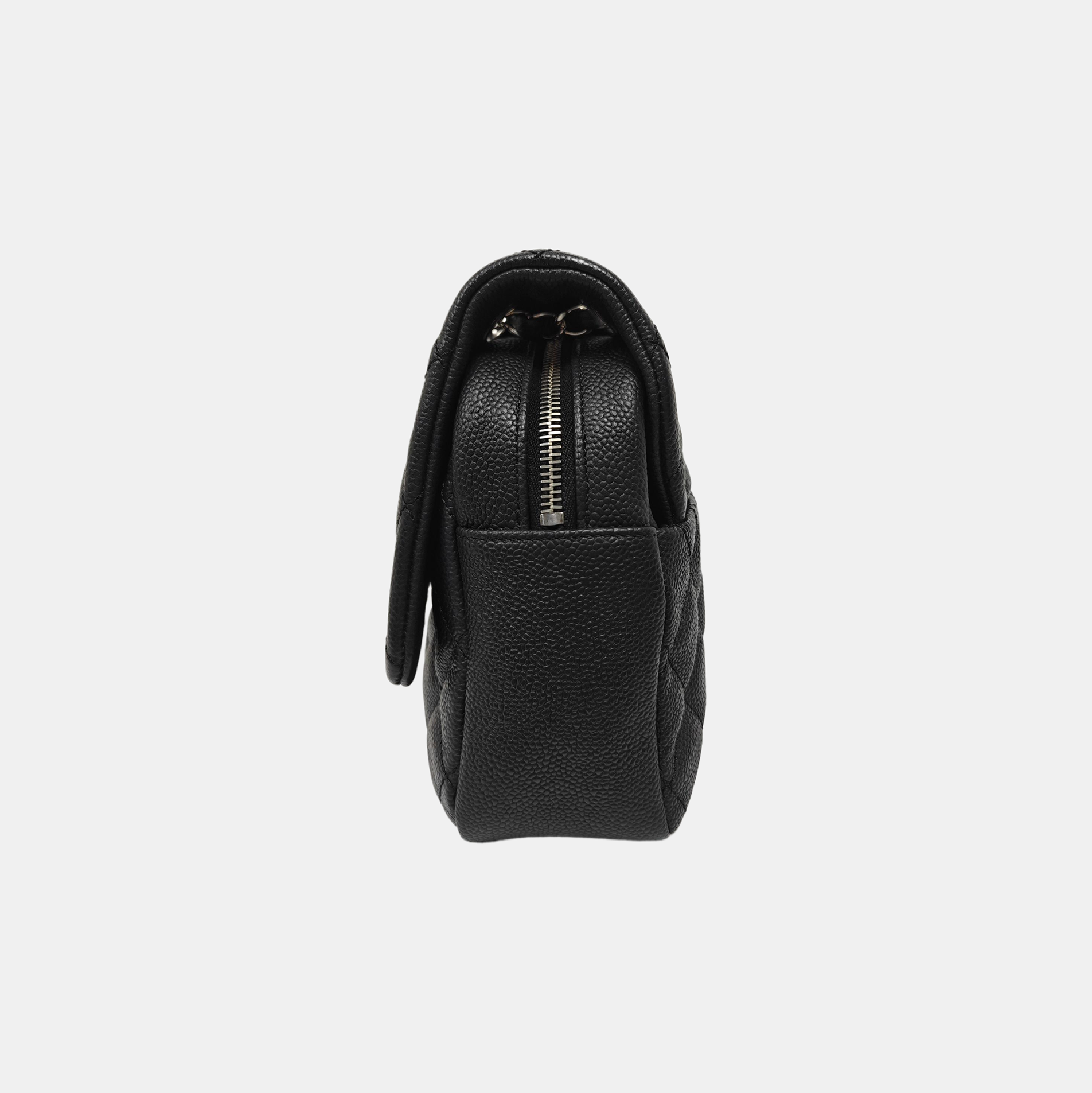 Large Quilted Grained Calfskin Black