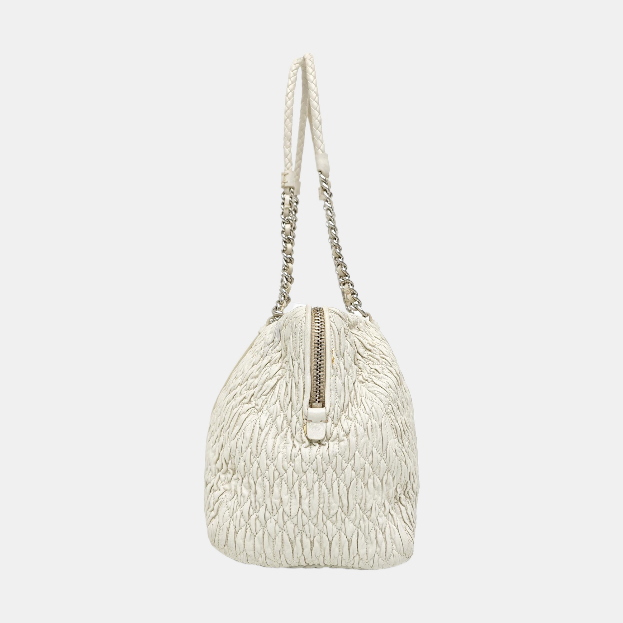 Avenue Quilted Lambskin White