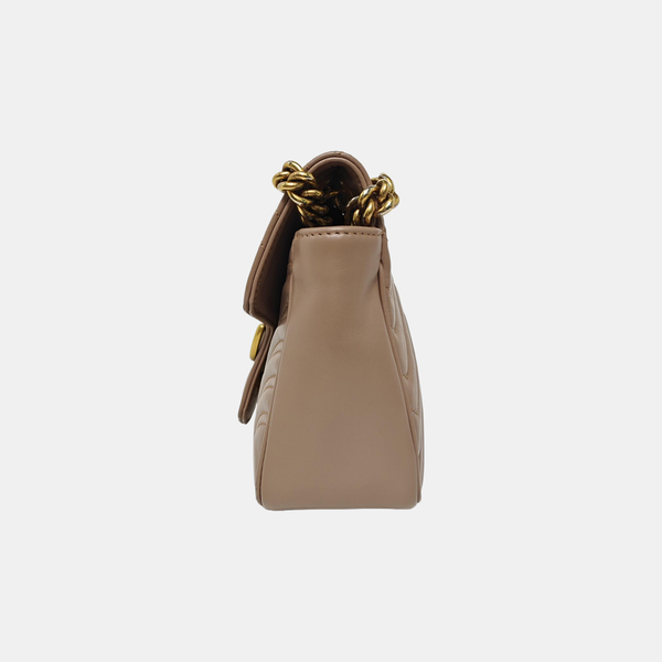 GG Marmont Medium Quilted Calfskin Beige