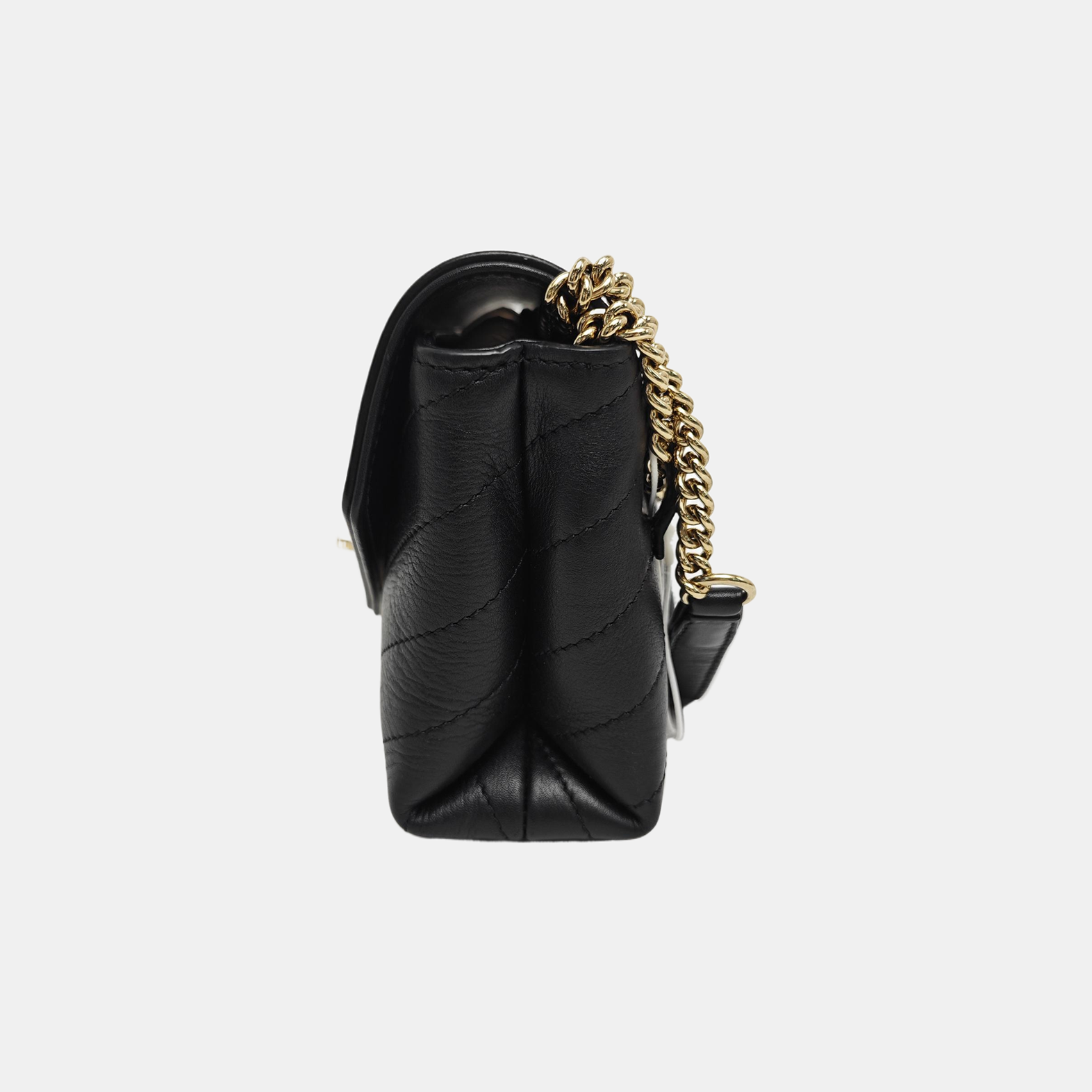 Chevron Calfskin Shoulder Bag Black