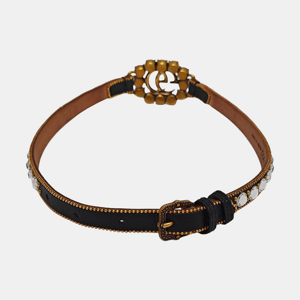 GG Running Leather Brown Necklace