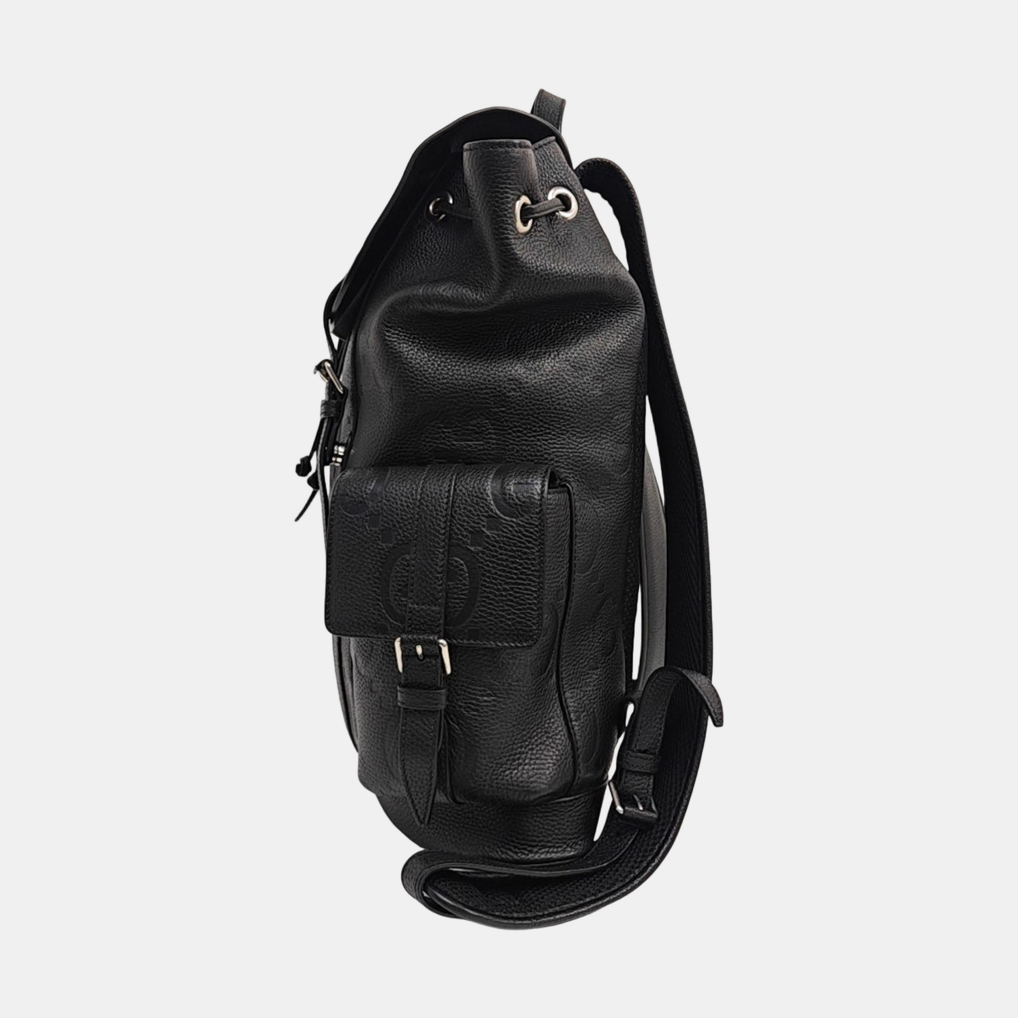 Monogram Calfskin Backpack Large Black