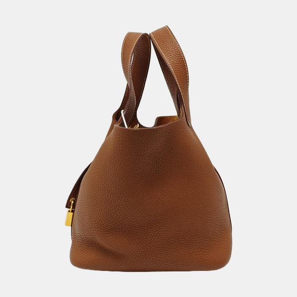 Authenticated pre-owned  Picotin Lock 18 Clemence Brown - Bucket Bag at Looply
