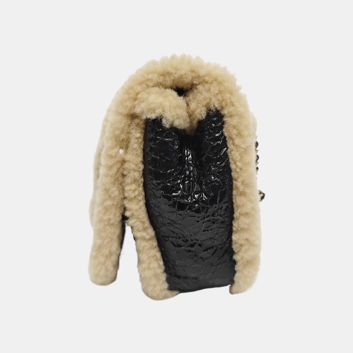 SHEARLING CC MANIA Lambskin Black