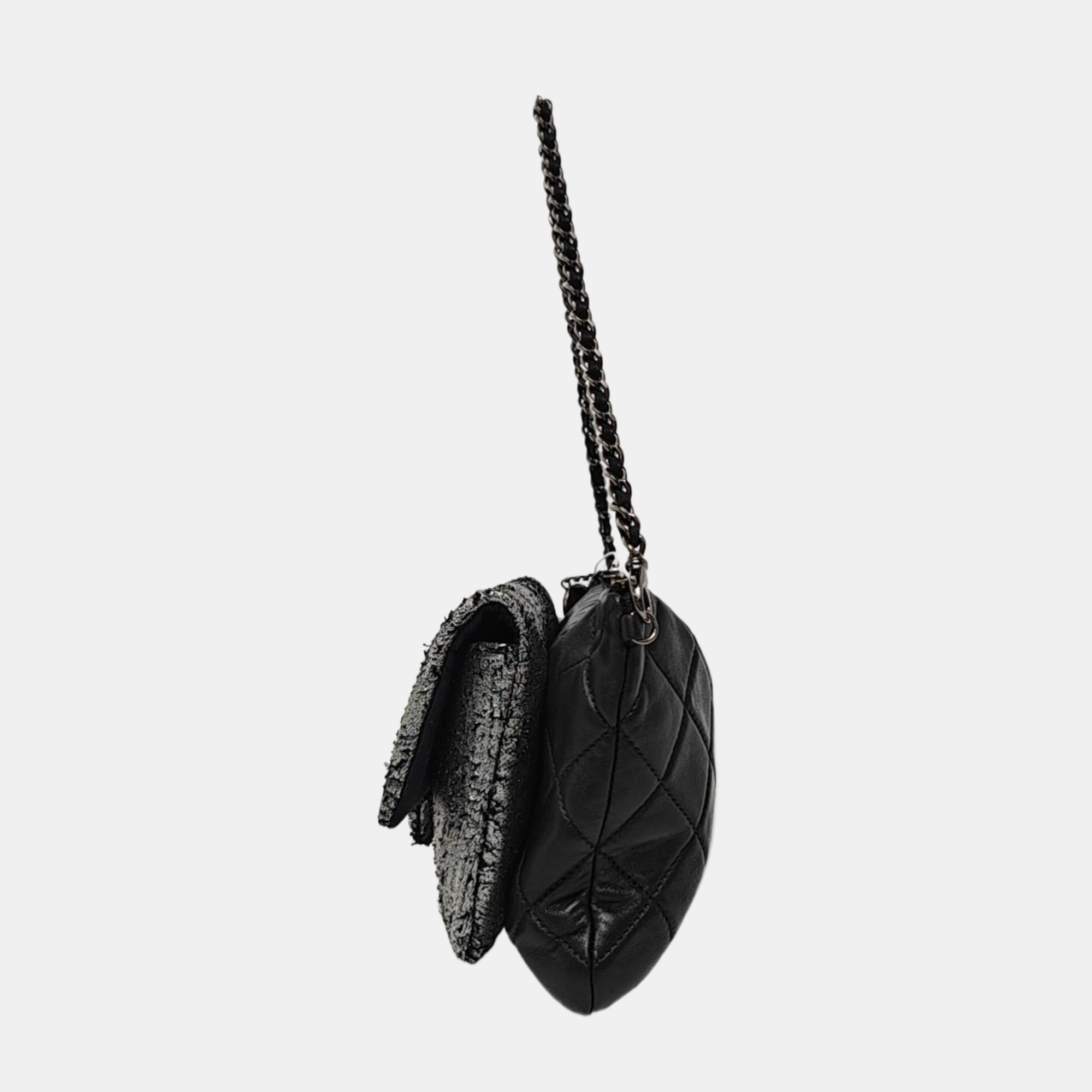 Lambskin Top Handle Bag Silver