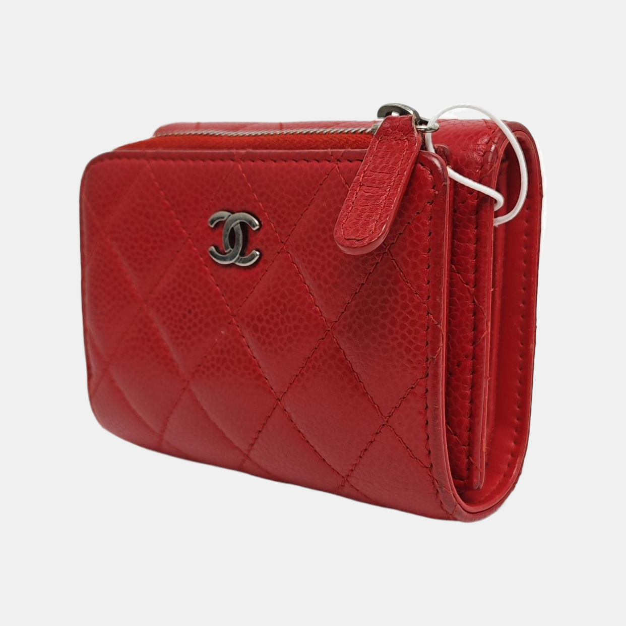 Quilted Grained Calfskin Wallet Red
