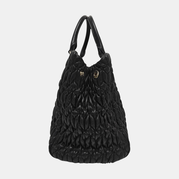 Lambskin Top Handle Bag Black