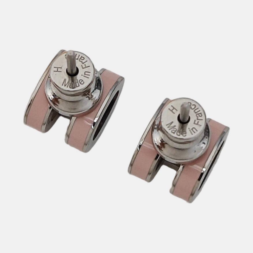 Pop H Metal Red Stud Earrings