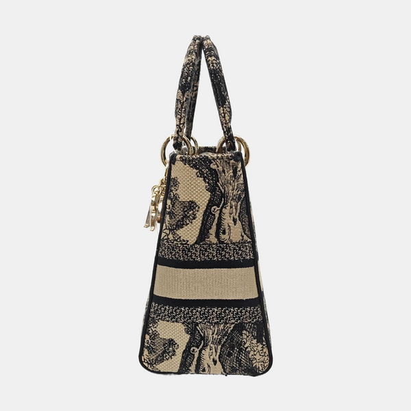 Authenticated pre-owned  Lady D-Lite Medium Canvas Beige - Shoulder Bag at Looply