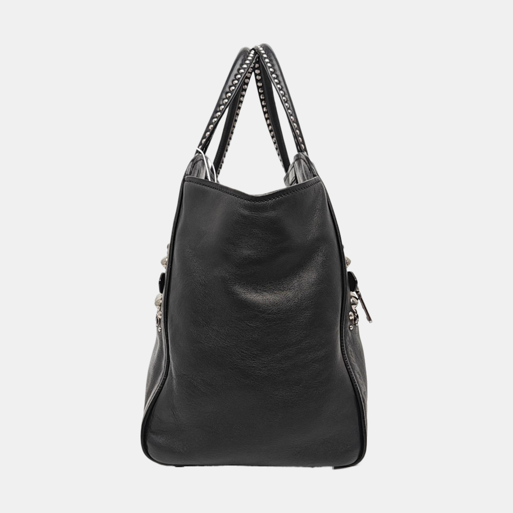 Calfskin Top Handle Bag Black