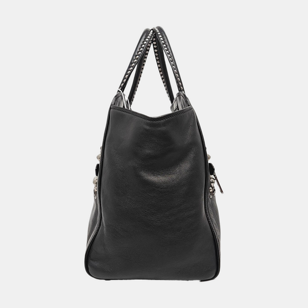 Calfskin Top Handle Bag Black
