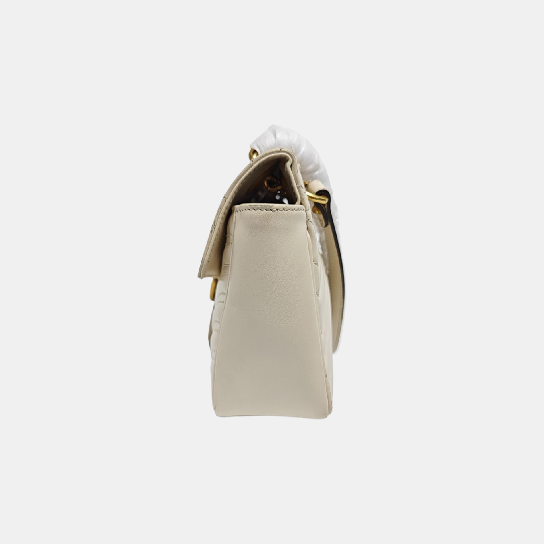 GG Marmont Medium Quilted Calfskin White