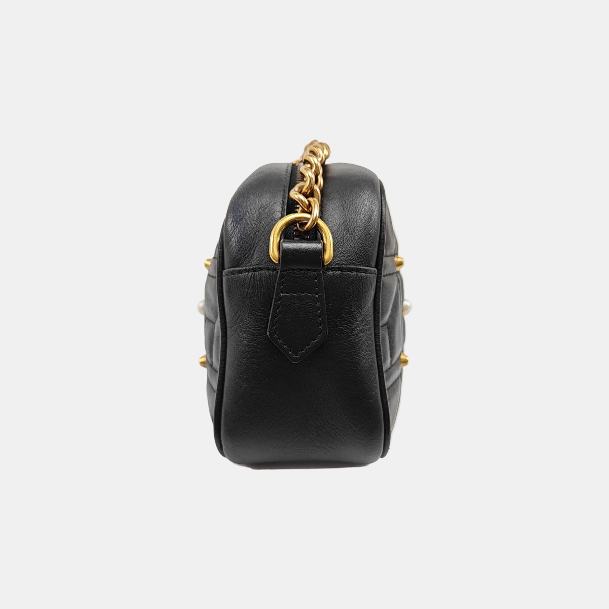 GG Marmont Small Quilted Calfskin Black