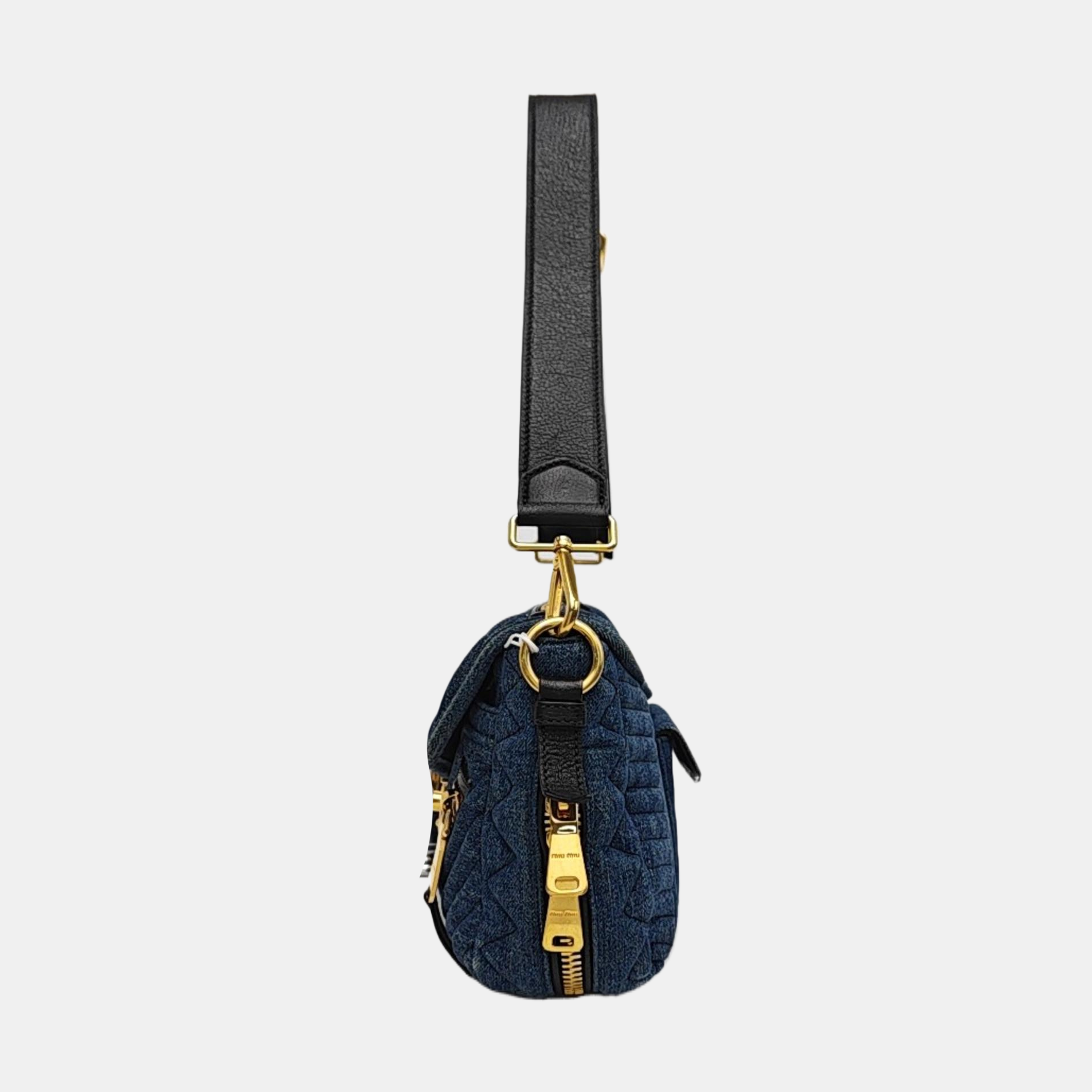 Quilted Denim Shoulder Bag Blue