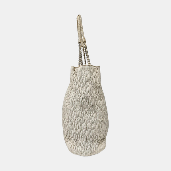 Quilted Lambskin Shoulder Bag White