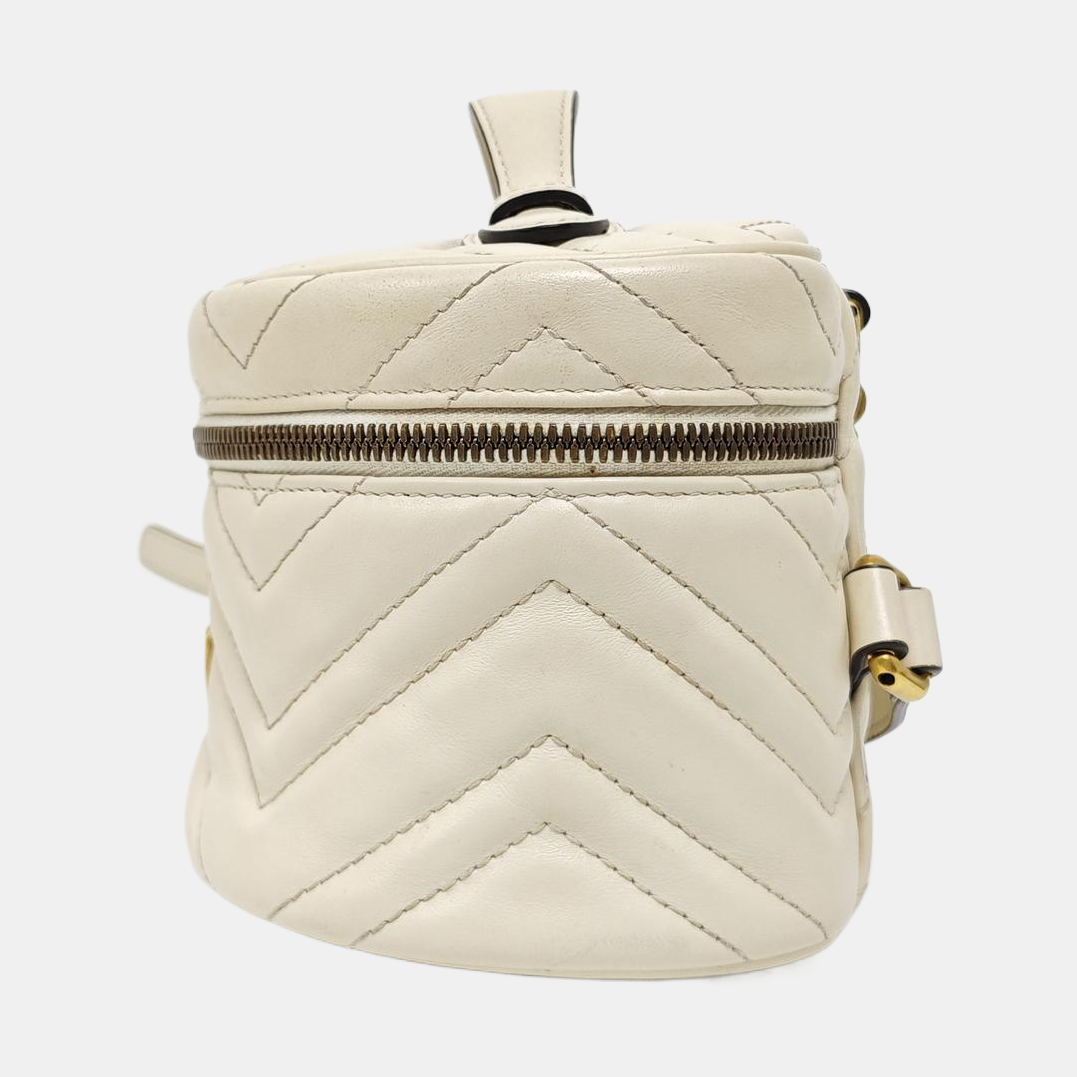 GG Marmont Mini Quilted Calfskin White