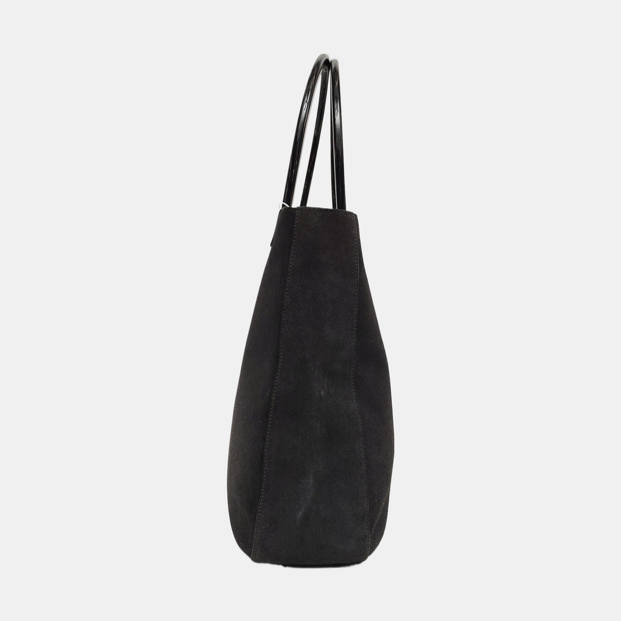 Suede Top Handle Bag Gray