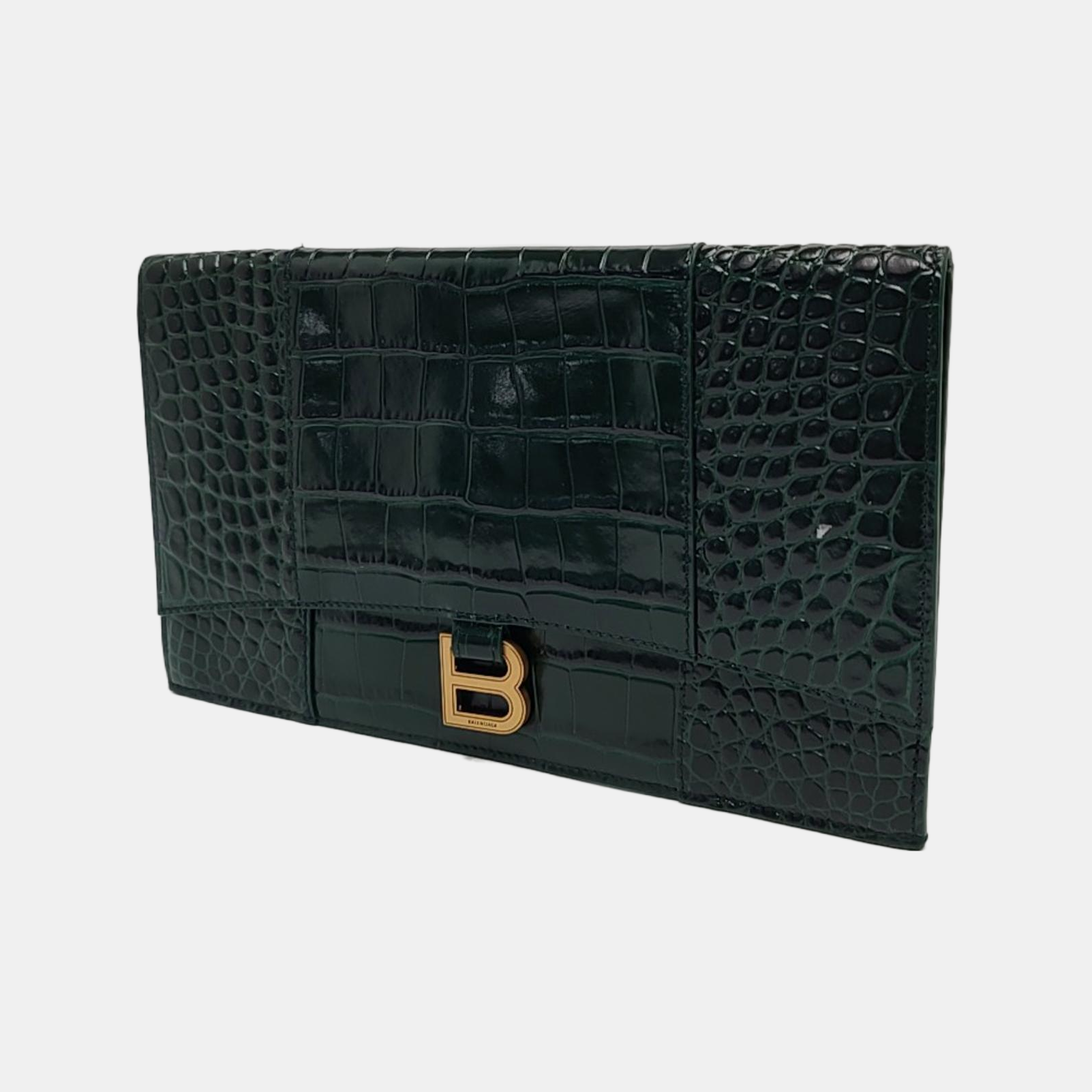 Authenticated pre-owned  Hourglass Calfskin Green - Clutch at Looply