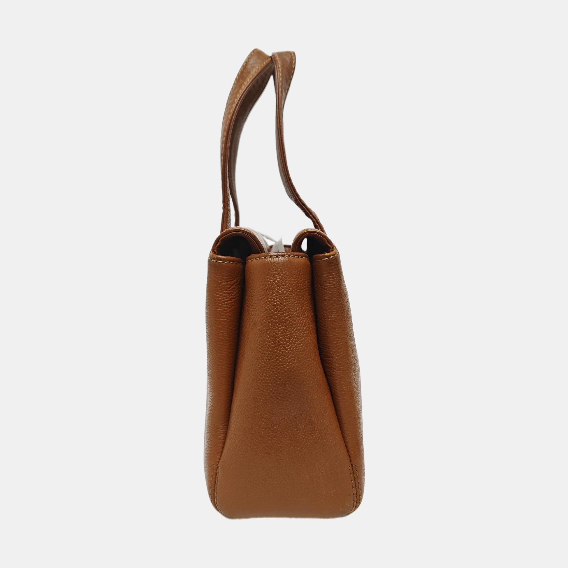 Grained Calfskin Shoulder Bag Brown