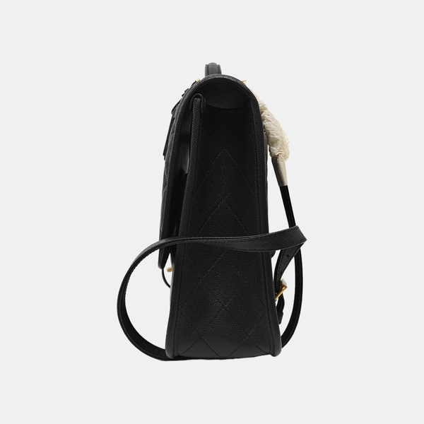 22K Quilted Grained Calfskin Black