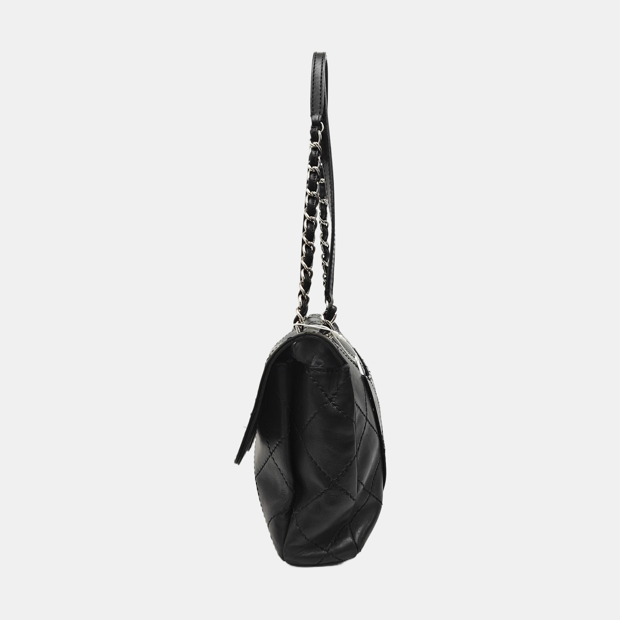 Quilted Lambskin Shoulder Bag Black