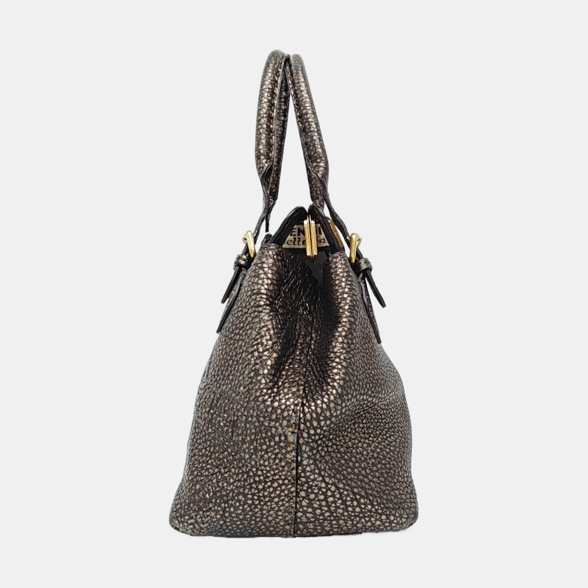 Calfskin Top Handle Bag Gold