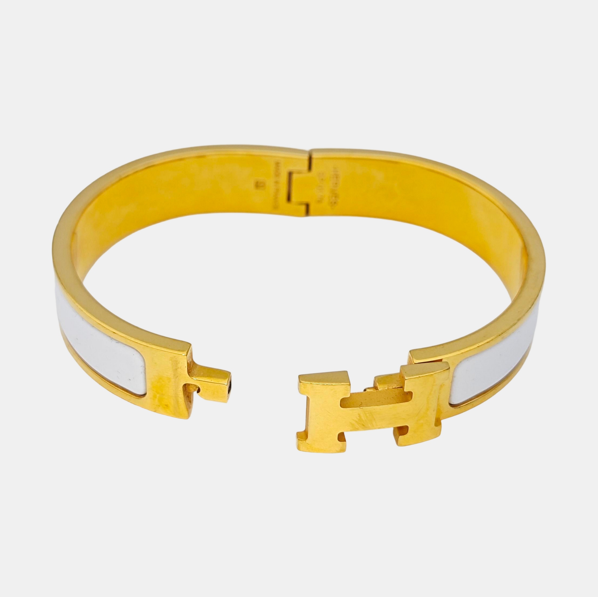 Clic H Metal White Bangle