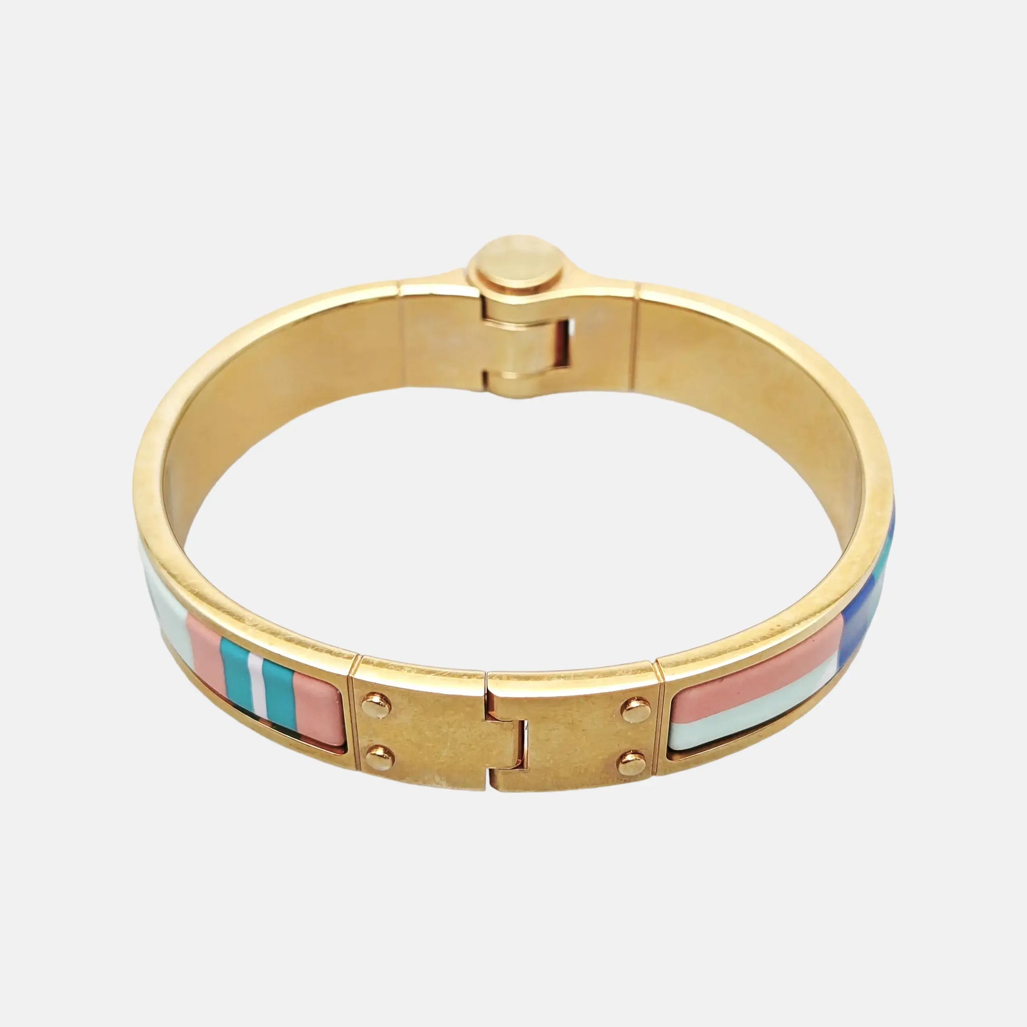 Enamel Hinged Bracelet Metal Multicolor Bangle