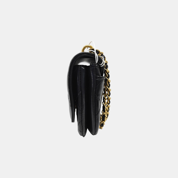 Quilted Lambskin Shoulder Bag Black