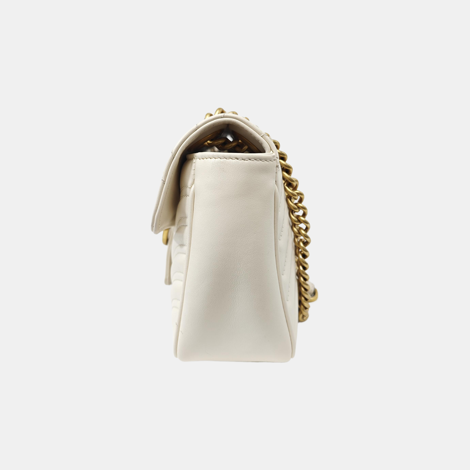 GG Marmont Medium Quilted Calfskin White