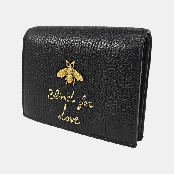 Animalier Calfskin Black Wallet