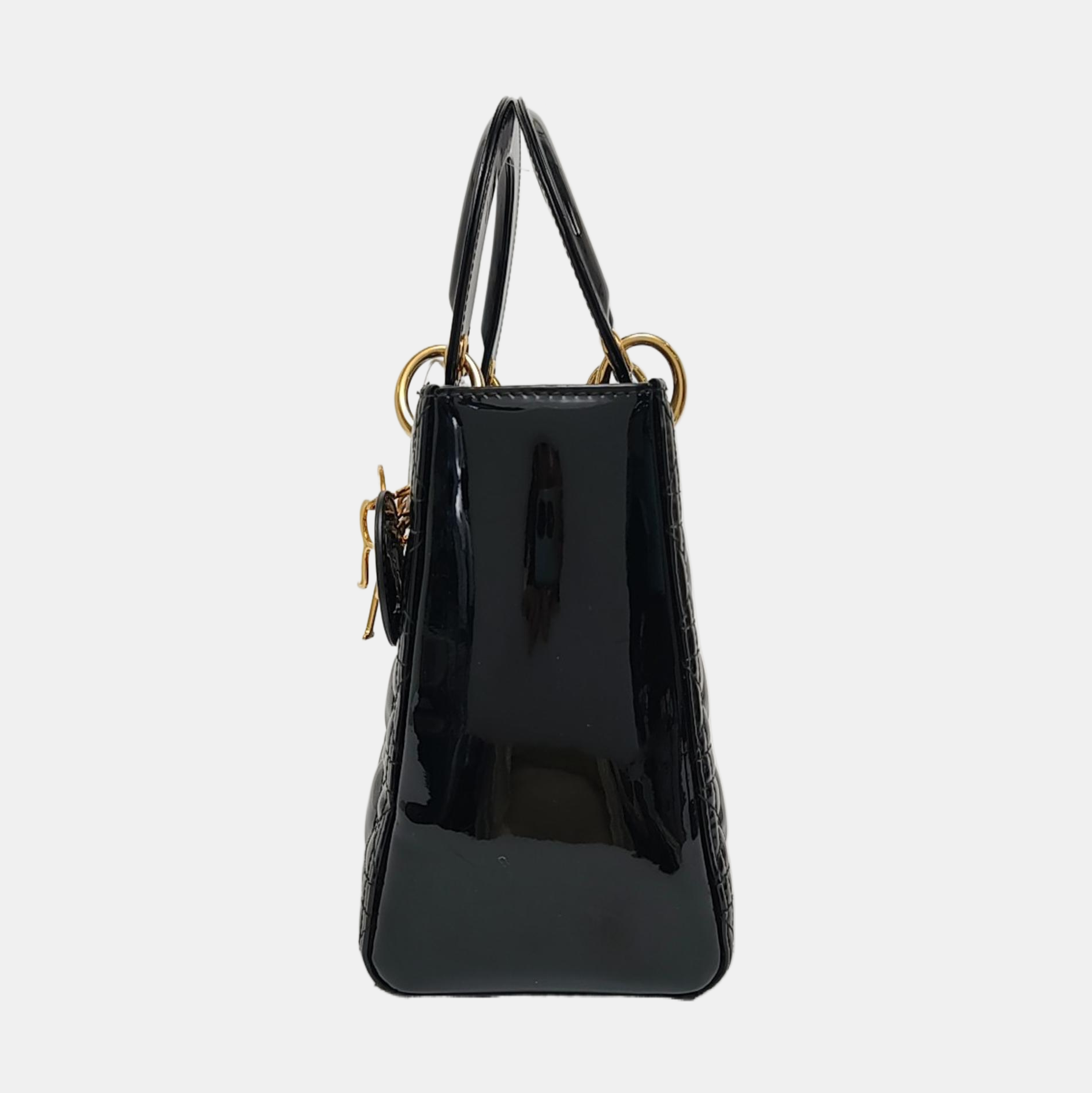 Lady Dior Medium Cannage Patent Leather Black