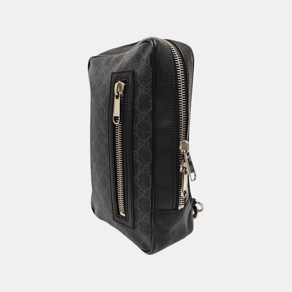 Monogram Coated Canvas Shoulder Bag Black
