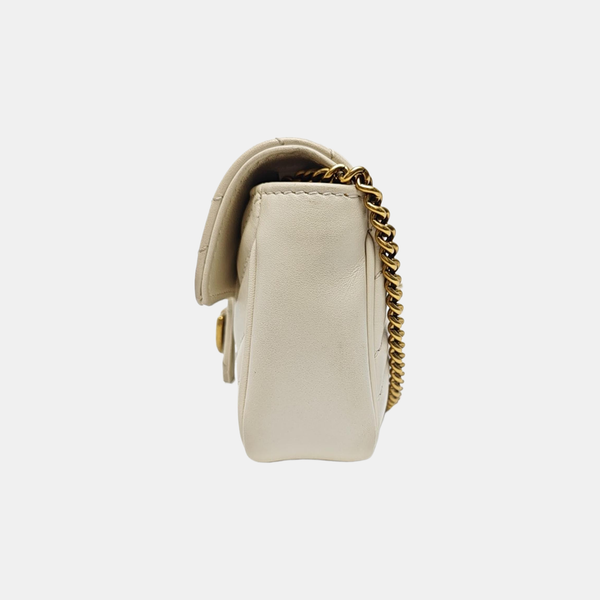 GG Marmont Mini Quilted Calfskin White