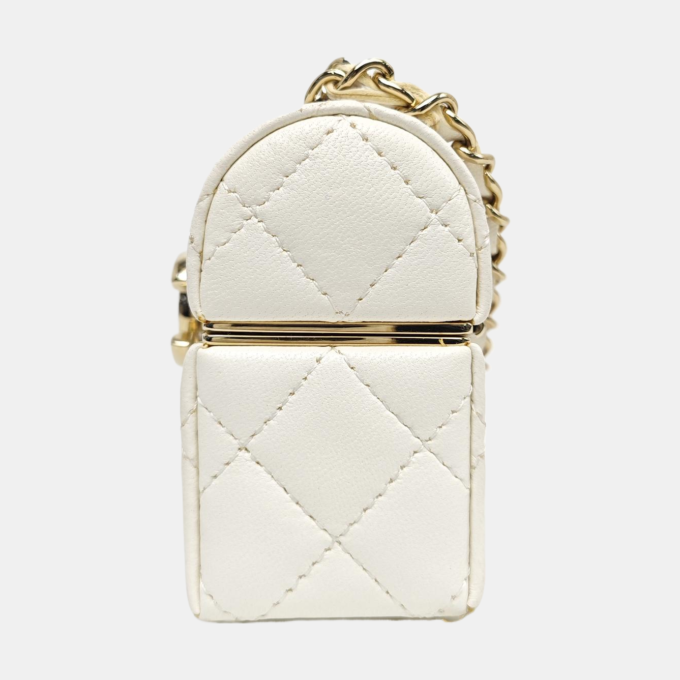 Quilted Lambskin Shoulder Bag White
