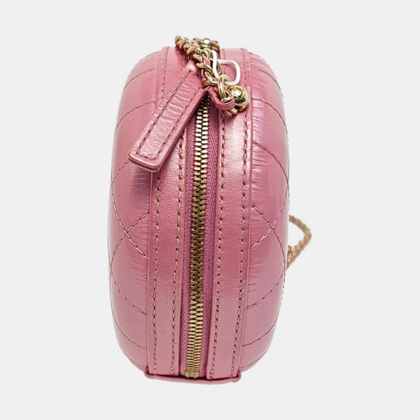 ROUND Quilted Lambskin Pink