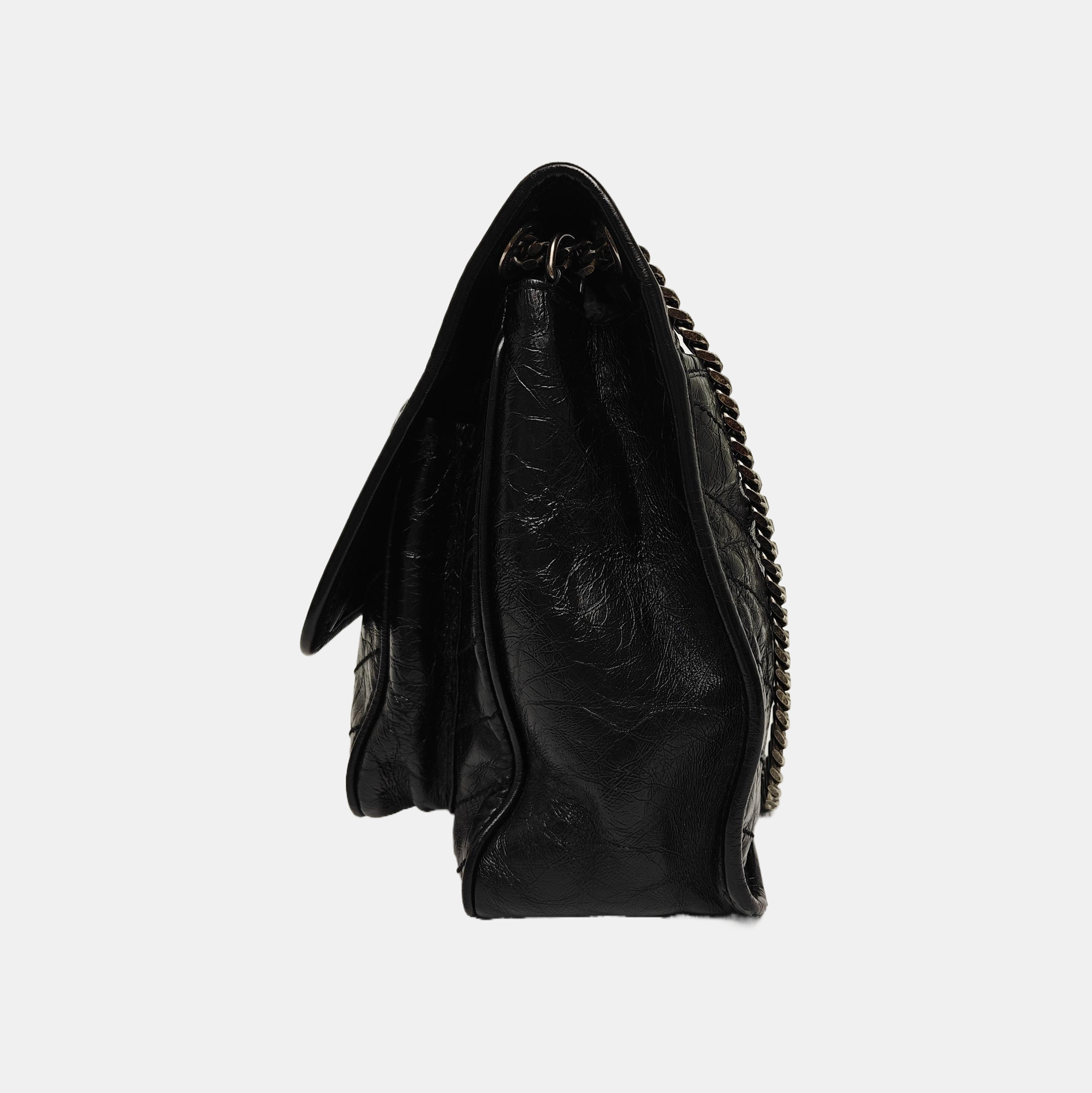 NIKI Large Chevron Calfskin Black