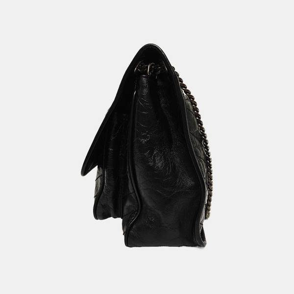 NIKI Large Chevron Calfskin Black