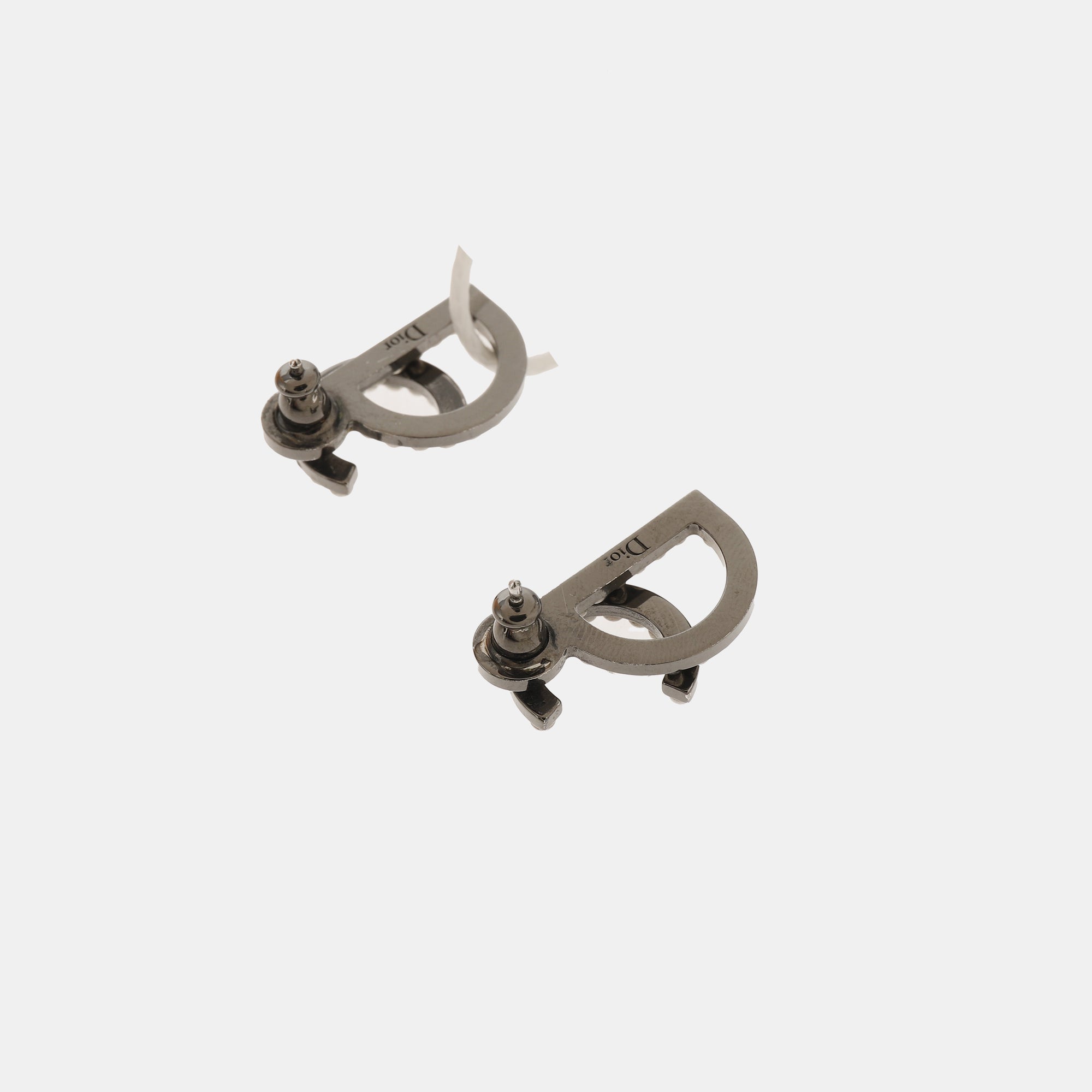 Pendientes de botón Petit CD gris metalizado